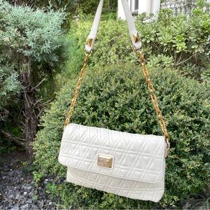 Vintage Y2K Marc Jacobs Quilted Satchel Greige and Gold